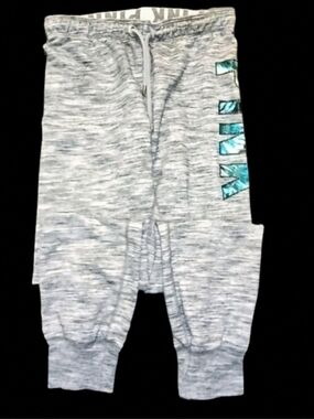 PINK Victoria's Secret Light Gray Hoodie with Charcoal Stripe Detail